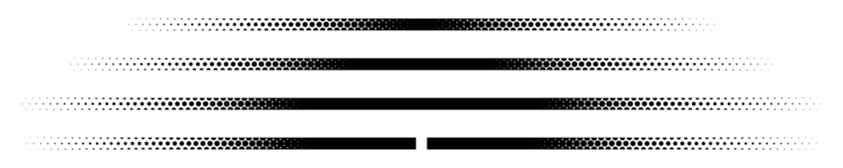 4 TEXTURES DE TRAITS NOIRS EN DEMI-TEINTE. Points noirs parfaitement ronds - obrazy, fototapety, plakaty