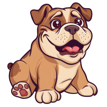 Cute Chubby Brown Bulldog Puppy Cartoon