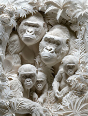 Gorilla and family, generative ai