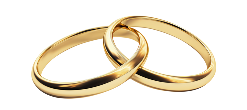 Two golden wedding rings cut out