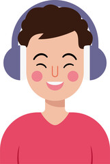 A young man wearing headphones and smiling