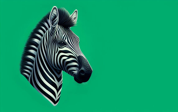 A premium image of  Zebra 3d Render On Vibrant Green Background,  generative ai