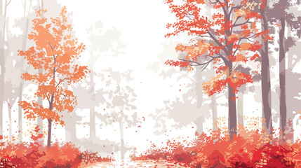 Misty woods in autumn. Halftone with dots flat vector