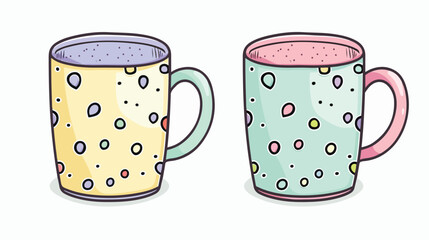 Mug coloring book for children and of adults flat vector