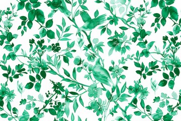 Watercolor Seamless pattern with green and white