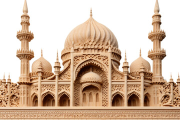 Fototapeta na wymiar Close Up of a Building With Many Spires. On a White or Clear Surface PNG Transparent Background.