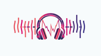 Music podcast logo design with using headphone 