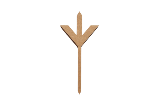 Wooden Arrow on White Background. On a White or Clear Surface PNG Transparent Background.