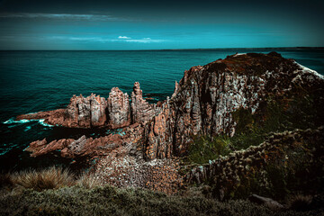 The atmospheric view of the Pinnacles Lookout in Philip Island in Melbourne