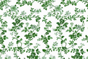 Watercolor Seamless pattern with green and white