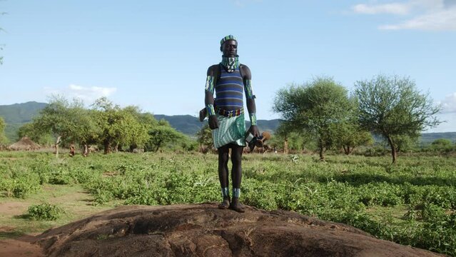 Hamer Omo Valley Tribe's member in traditional clothes