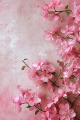 Spring aesthetic pink flower frame for background 