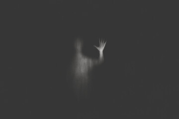 illustration of mysterious figura in the darkness, creepy abstract concept