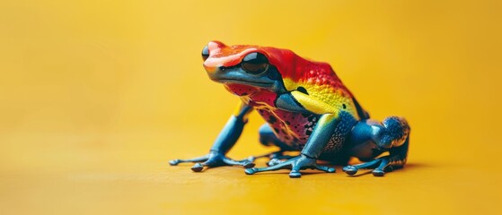 Vibrant Rainbow Poison Frog, Stunning Colors in Nature's Palette, copy space