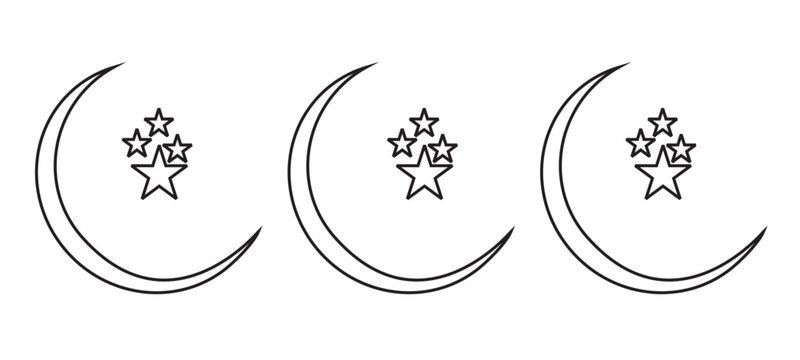 Moon and stars isolated. Ramadan Kareem concept. Vector.