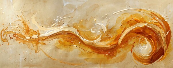 Caramel sonnet, a poetic swirl of sweetness in golden ink - obrazy, fototapety, plakaty