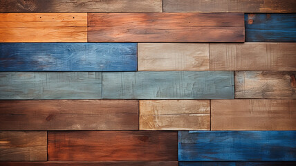 Wooden laminate mosaic horizontal background. Composite tree of different colors template - obrazy, fototapety, plakaty