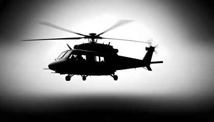 Fototapeta na wymiar Military helicopter isolated on black and white