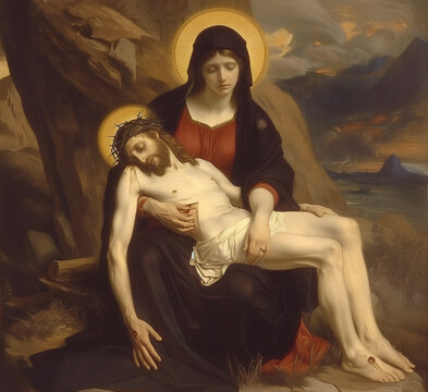Holy Mary holding Corpus Christi on her lap