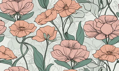 seamless pattern with poppies