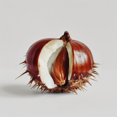 chestnut, autumn, nut, brown, fall, fruit, isolated, nature, food, chestnuts, conker, white, tree, husk, season, green, shell, seed, leaf, open, thorn, plant, macro, closeup, seasonal