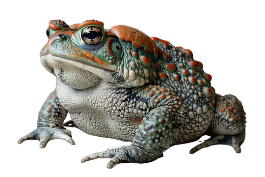 A mystical Gothic toad with warty skin and hypnotic eyes, perched 