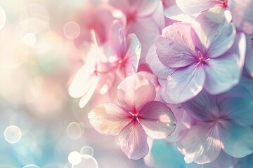 Soft blurred pastel flower petals background, dreamy floral bokeh, romantic spring photo