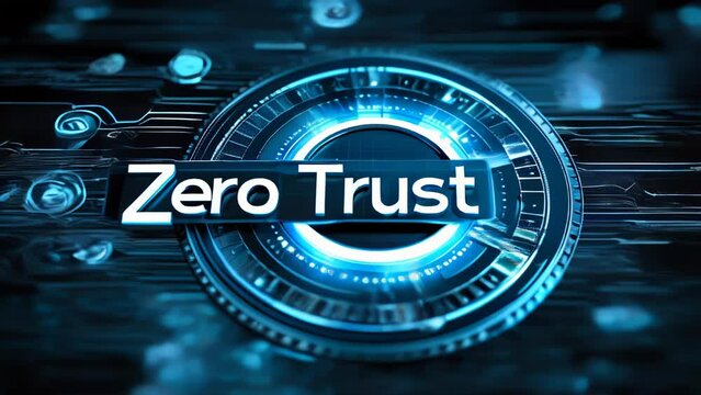 Vivid neon 'Zero Trust' cybersecurity concept on a digital interface, highlighting advanced network protection and modern data privacy strategies