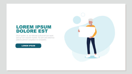 Adobe IllustrVektor-Illustration eines Mannes, der ein Schild mit Platz für eine Botschaft hält - Business-Konzeptator Artwork