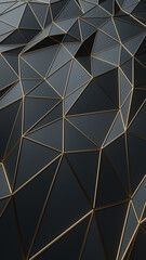 Black and gold 3d abstract vertical background. Abstract background for presentation template. Parametric low poly triangle. 3d rendering illustration not AI