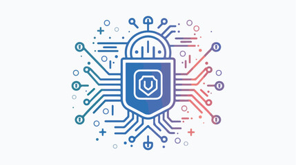 Outline security Big data icon on white background ic