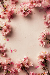 Obraz premium Spring aesthetic pink flower frame for background 