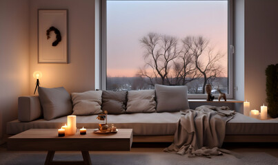 Modern living room interior design. 3d rendering mock up scene