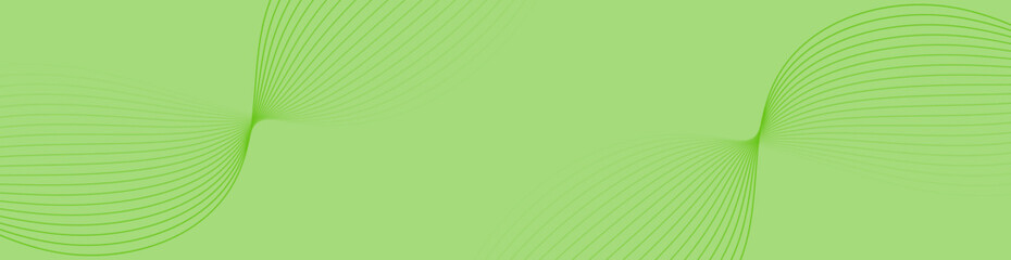 Abstract background with waves for banner. Web banner size. Vector background with lines. Element for design isolated on green. Green gradient. Spring, summer. Eco, nature