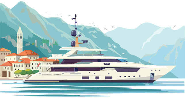 Passenger yacht in Adriatic sea near Kotor city Monte