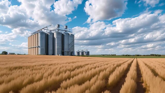 Surrounding the grain silo are fields of various crops a testament to the diverse and evolving agricultural practices that rely on this iconic structure for storage and distribution.