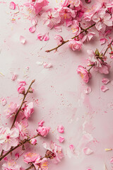 Spring aesthetic background with pink flowers