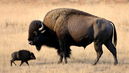 a-buffalo-with-a-lone-porcupine- 3