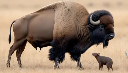 Foto op Plexiglas a-buffalo-with-a-lone-weasel- 2 © Safdar