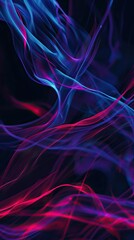 Obraz premium Dynamic abstract background of flowing neon light waves in blue and pink hues.