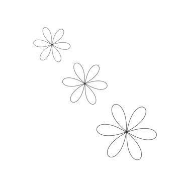 beautiful flowers black contour pattern on a white background,