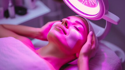 A woman getting a spa facial treatment