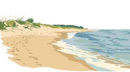 Sandy beach on Hel Peninsula Baltic sea Poland flat vector