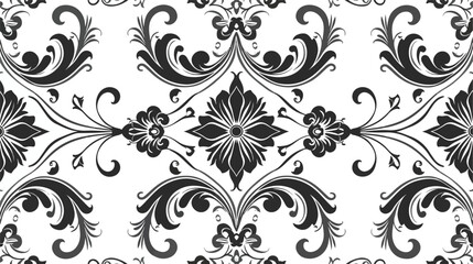 Seamless pattern of floral ornament black and gray on