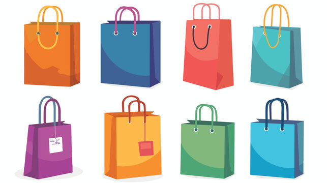 Shopping bags flat vector isolated on white background