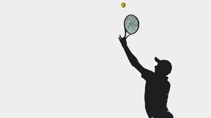 Silhouette of tennis player serving a ball flat vector