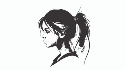 Silhouette face girl cartoon scribble flat vector 