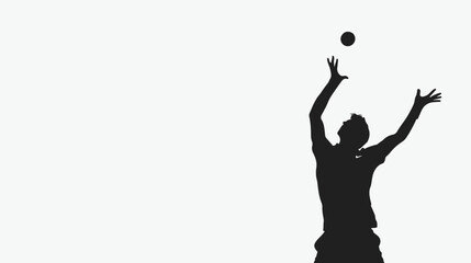 Silhouette of tennis player serving a ball flat vector - obrazy, fototapety, plakaty