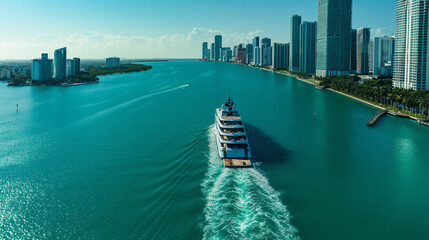 Yacht and its Famous Occupant Lead Miami - obrazy, fototapety, plakaty