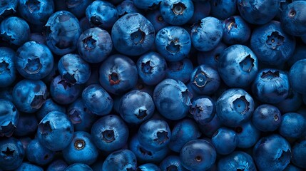 Close-up of Fresh Blueberries in Abundance. Perfect for Backgrounds and Healthy Food Concepts. Vibrant Texture and Color. AI